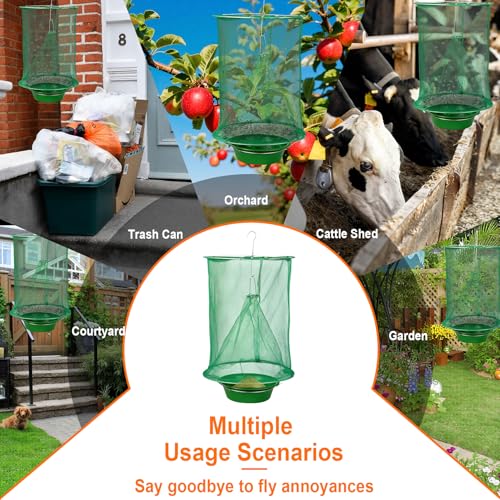 Reusable Ranch Fly Traps Outdoor Hanging Fly Cage-10 Pack - size: 10 pack