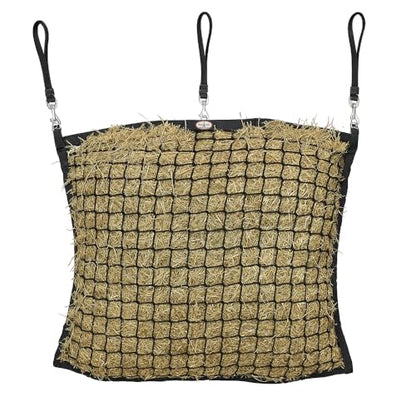 XL Knotless Slow Feed Hay Net – 48"x30", 2" Openings, Soft on Muzzles, with 3 Adjustable Straps for Fence or Stall Hanging