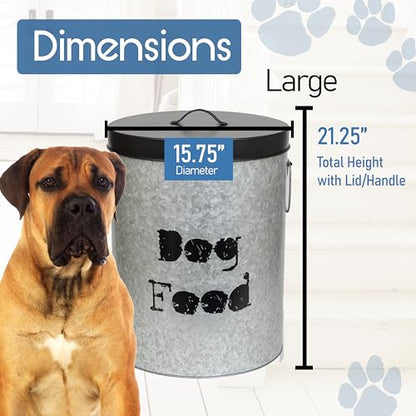 Large Dog 60lb Pet Food Storage Canister or Dog Bin with Scoop – Durable & Airtight for Freshnesss, Minimalist Design & Recyclable, Huge Large Metal Container - size: Large Dog 60lb
