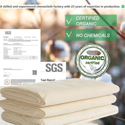 YJL Organic Cheese Cloth Unbleached Cotton for Straining Extra Fine 6 Yards