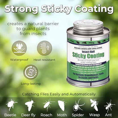3 Pack Horse Fly Trap Balls, Sticky Coating and Brush for Outdoors