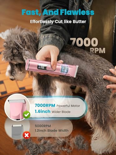 oneisall 4 in 1 Dog Grooming Kit with LCD Display Pink - color: Pink