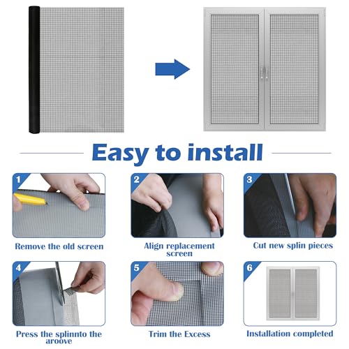 45"x98' Fiberglass Window Screen Replacement Mesh Roll Pet Proof