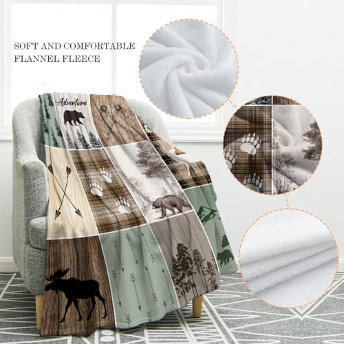Jekeno Bear Gifts Blanket Rustic Wildlife Throw Blanket - color: Bear1, size: 50"x60"