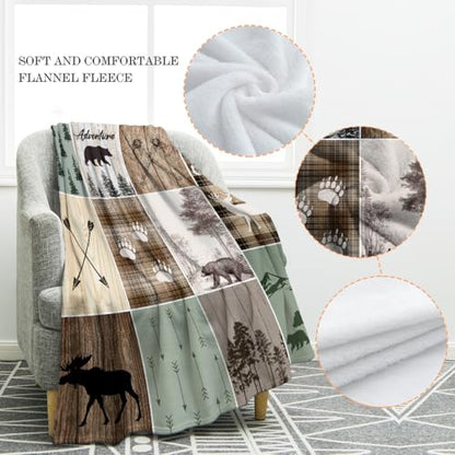 Jekeno Bear Gifts Blanket Rustic Wildlife Throw Blanket - color: Bear1, size: 50"x60"