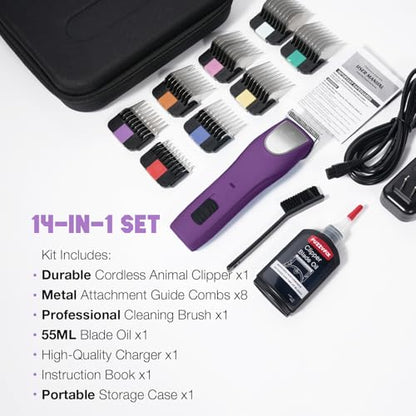 Professional Dog Grooming Clippers 2-Speed Detachable Blade 10# - color: Violet