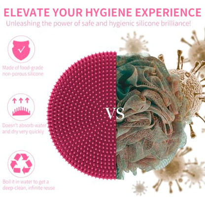 Silicone Body Scrubber, BEAUTAIL Gentle Exfoliating Shower Brush for Body | Hygienic Silicone Loofah, Easy-Grip Handle, Soft Bath Essential Scrubber for Sensitive Skin, Women, Men & Kids, 1 Pack, Rose - color: Rose 1 Pc
