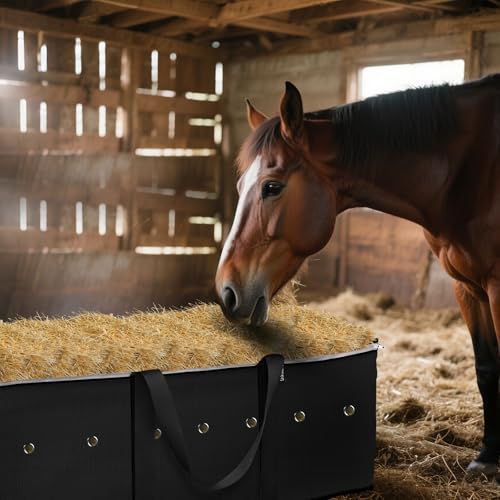 2 Pack 600D Heavy Duty Oxford Horse Hay Storage Bags | 44×20×16 Inches Extra Large Hay Storage Bags for Horses, Cattle, Goats & Sheep /Black - size: 2 Pcs