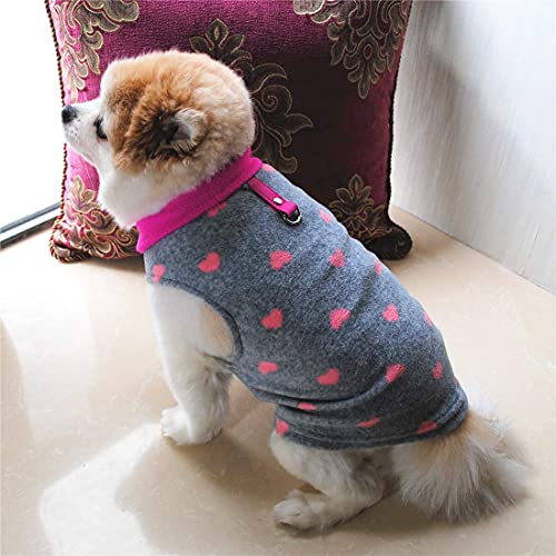 Dog Sweater, Soft Fleece Vest with Leash Ring Pullover Jacket Winter Pet Dog Clothes for Puppy Small Dogs Cats Teddy Chihuahua Yorkshire Grey Heart | Winter Jacket,Pet Clothing,Dog Clothes,Puppy,For Small Dogs Cats,Teddy,Cat Apparel,Dog Costume,Christmas
