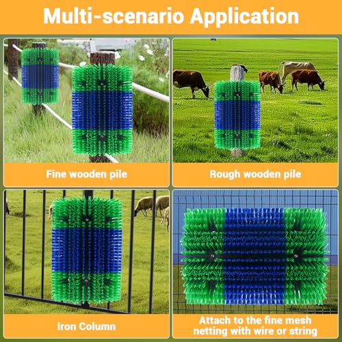 GAOMON Livestock Grooming & Itch Relief Brushes Kit – Durable Handheld Scratching for Horses, Cattle, Goats, Pigs – Stable Cleaning, Back Massage – Blue and Yellow (2 Pieces)