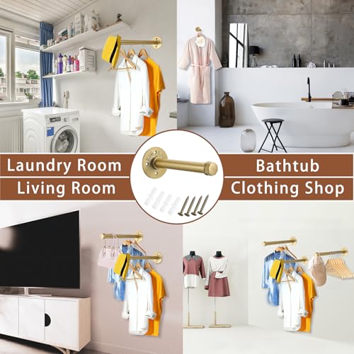 Sumnacon Wall Mounted Clothes Rack for Wardrobe, 2Pcs 8 Inch,Gold - color: Gold, size: 8 Inch