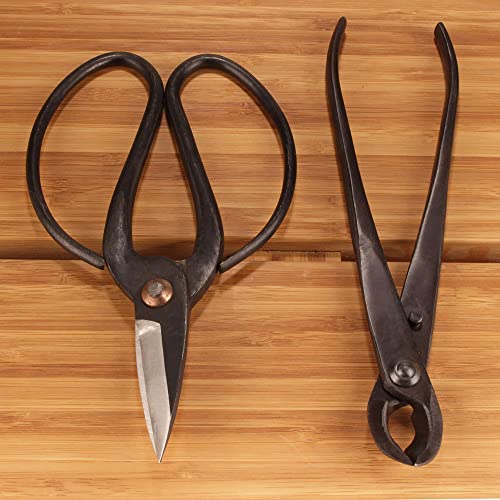 BambooMN Bonsai Basics Set - 8" Concave Cutter, 7" Heavy Duty Shear - 1 Set - color: Concave Cutter & Heavy Duty Shear Set, size: 1