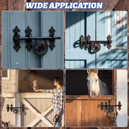 LEIFIDE Horseshoe Door Latch Heavy Duty Steel Barn Stall Door Latch Left and Right Side Doors Latches for Sliding Barn Doors Vinyl Fence Shed