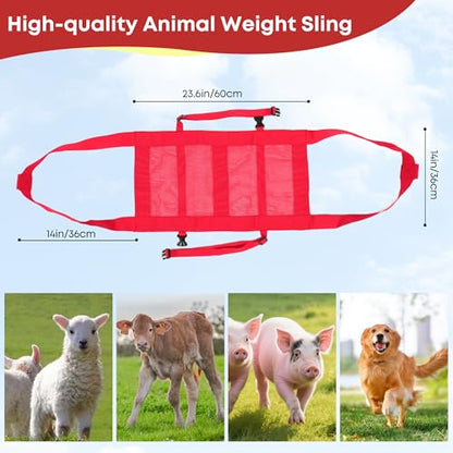 Calf Weighing Sling, Livestock Weight Sling for Lambs, Goats, Sheep & Piglets | Heavy Duty Animal Weight Scale Harness for Farm Use (Red) - color: Red