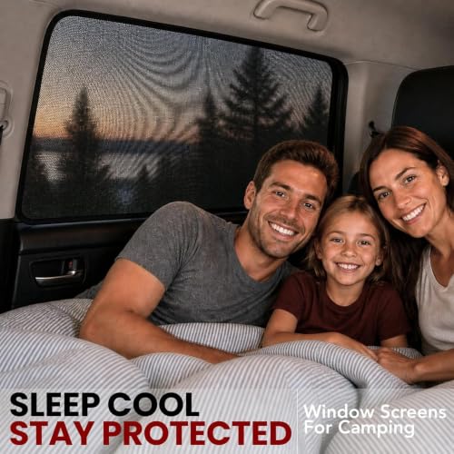 XXL/Car Side Window Shades for SUVs /8 Sizes. Stretch-to-Fit H:21" x W:48" Rear Windows. Baby Sun, Heat, Bugs & Privacy Protection. 96.25% UV Reduction. Breathable Mesh Screens, 2Pck. | Qualizzi® - size: 2XL - Rectangular