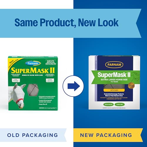 Farnam SuperMask II Horse Fly Mask Basic, Protects Eyes, Large Size - size: Large Horse