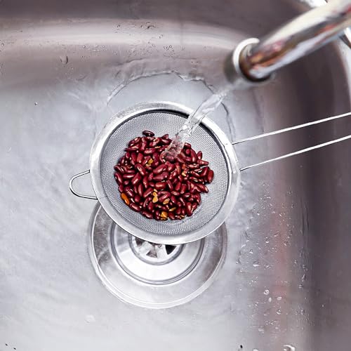 HIC Kitchen Fine Mesh Strainer With Helper Handle, 18/8 Stainless Steel, 3.75-Inch, For Sifting, Straining, And Draining Fruits, Vegetables, And Sauces - size: Mesh, 3.75-Inch