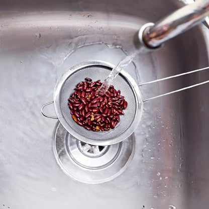 HIC Kitchen Fine Mesh Strainer With Helper Handle, 18/8 Stainless Steel, 3.75-Inch, For Sifting, Straining, And Draining Fruits, Vegetables, And Sauces - size: Mesh, 3.75-Inch