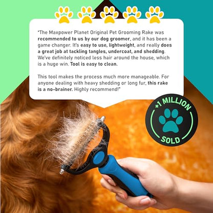 Maxpower Planet Dog Grooming Rake, Deshedding Undercoat Brush, Dogs & Cats - color: Blue, size: Large