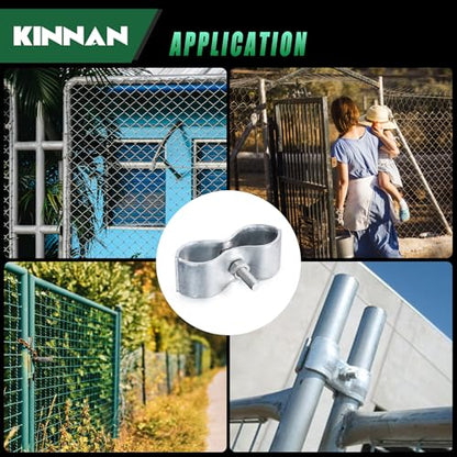 6 Pcs 1-3/8" Chain Link Fence Panel Clamps, Dog Kennel Clamps for 1-3/8" OD Pipe, Galvanized Steel, for Round Pipe Panel Frame,Bolts & Nuts include - size: 1-3/8 6Pcs