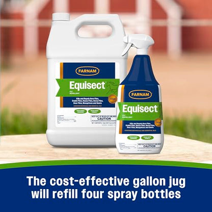 Farnam Equisect Water-Based Botanical Fly Repellent for Horses, 128 oz - size: 128 Fl Oz (Pack of 1)