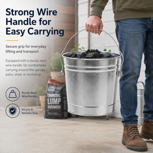 6 Gallon Galvanized Metal Pail for Bird Seed Pet Food Storage Can