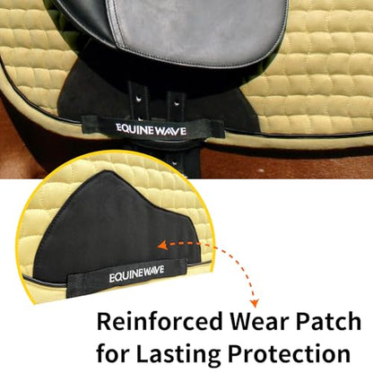 EQUINEWAVE Aria Soft Suede Dressage Saddle Pad – Breathable Moisture-Wicking Lining, Shock-Absorbing Cushion, Contoured Spine, English Horse Saddle Pad - color: Cream Yellow
