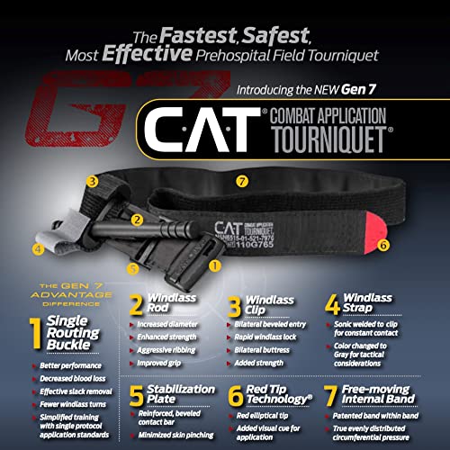 EVERLIT Advanced Trauma Kit, CAT GEN-7 Tourniquet, TCCC Compliant, Mil-Spec Nylon Laser Cut Pouch with 36" Splint, Military Combat Tactical IFAK for Emergency Bleeding Control - color: Black
