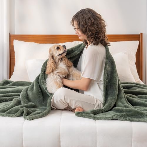 Berkshire Blanket Classic Extra-Fluffy™ Plush Throw Blanket, Soft Fuzzy Fluffy Long Hair Throw Blanket for Couch Sofa Bed, Dark Sage Green, 50x60 Inches - color: Dark Sage Green, size: Throw/Throw XL
