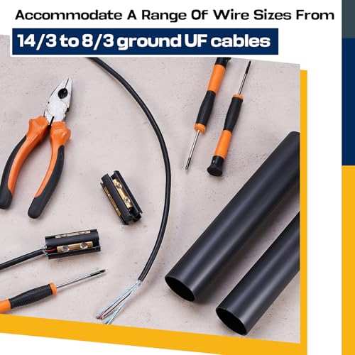 Relaxweex 1 Sets Underground Wire Splice Kit Suit for 14/3 to 8/3 awg Wire - size: 14/3 to 8/3Awg