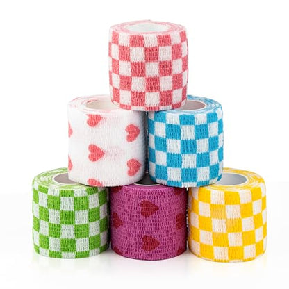 Vet Wrap Cohesive Bandages, Self-Adhesive Bandage Wrap, Breathable Non-Woven Self Adherent Tape for Pet Dog Leg Paw Wound, Horse, Cat, First Aid & Ankle Sprain, 2 Inch (6 Rolls) - color: 6 Rolls B