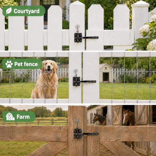 Self-Locking Gate Latch with Spring, Heavy Duty Automatic Fence Latch - size: With Spring-loaded pull cord
