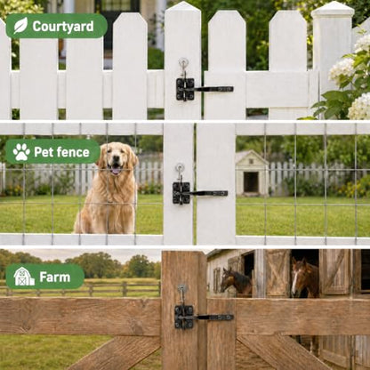 Self-Locking Gate Latch with Spring, Heavy Duty Automatic Fence Latch - size: With Spring-loaded pull cord