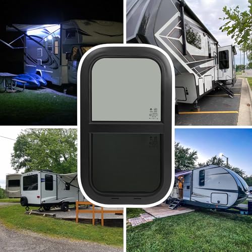 14"W x 22"H RV Windows for Cargo Trailer Camper,Tinted Vertical Sliding - size: 14"W x 22"H