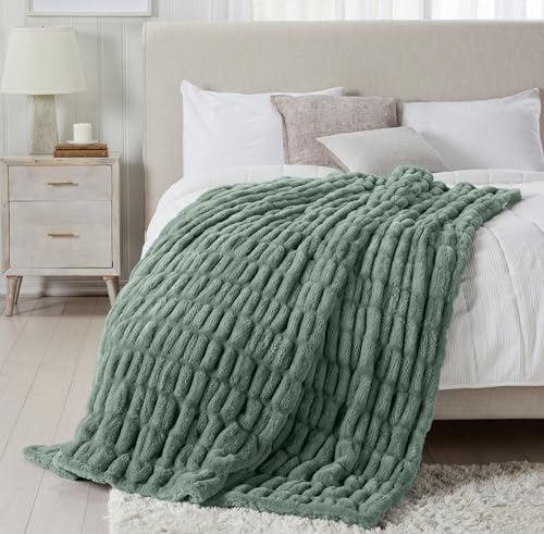 Springtree Home Luxury Micro Plush Throw Blanket | Thick Faux Fur | Green | Lily Collection | 60" x 70" | Green Blanket | Ultra Plush - color: Lily Pad, size: 60" x 70" (Large)