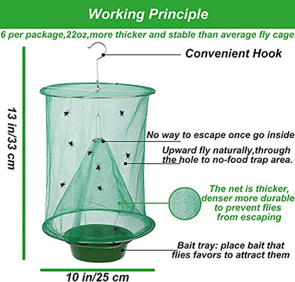 8 Pack Ranch Fly Trap, Hanging Fly Catcher, The Most Effective Trap Ever Made with Pots, Cage Catcher for Indoor and Outdoor, Family Farms, Park, Restaurants