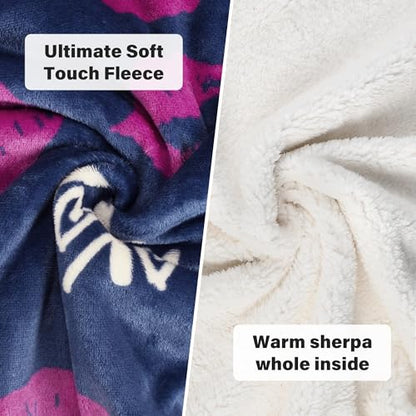 Catalonia Sherpa Wearable Blanket with Sleeves and Pocket for Adults - color: Kiss Dark Blue, size: Standard Pocket