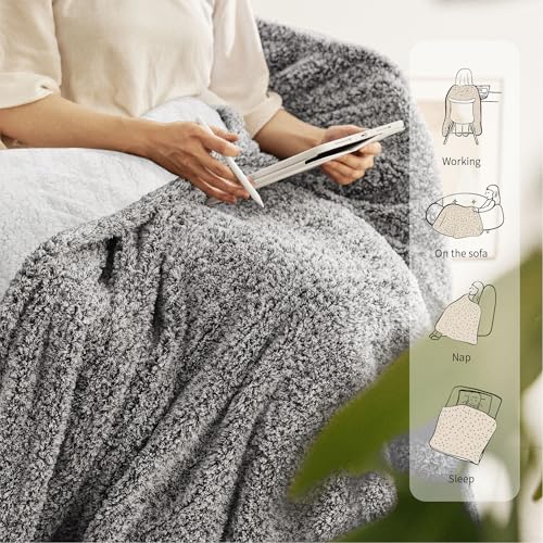 Templewet Heated Blanket Throw 50" x 60",Cute Electric Blanket,Greige | Timer Settings,Auto Off,Soft Sherpa Heated Throw Blanket,Machine Washable,Fast Heating for Sofa Bed Office Use,Gifts for Mom - color: Greige