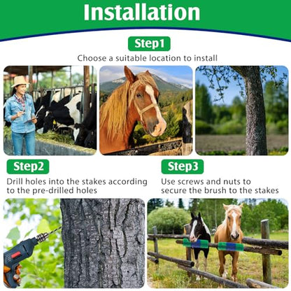 3 Pack Livestock Scratching Brush, Blue and Green - color: Blue and Green