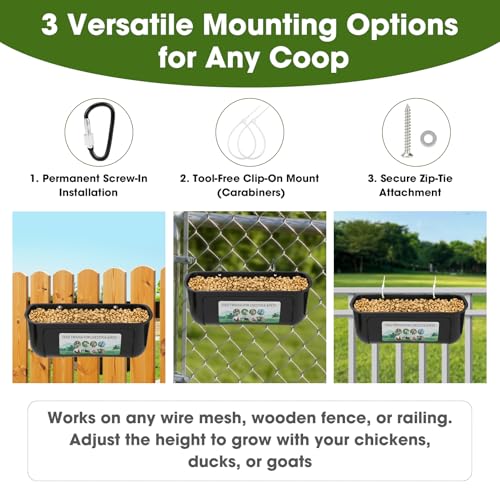 3 Pack 6 Quart Chicken Duck Feeder Trough, Black - color: black