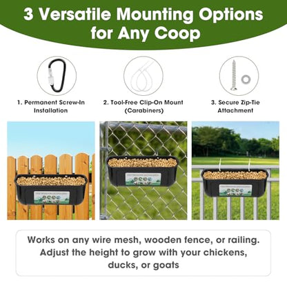 3 Pack 6 Quart Chicken Duck Feeder Trough, Black - color: black