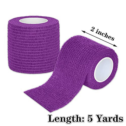 Tindobewan Self Adhesive Bandage Wrap, 2 Inches 8 Rolls Purple - color: Purple, size: 2 Inch