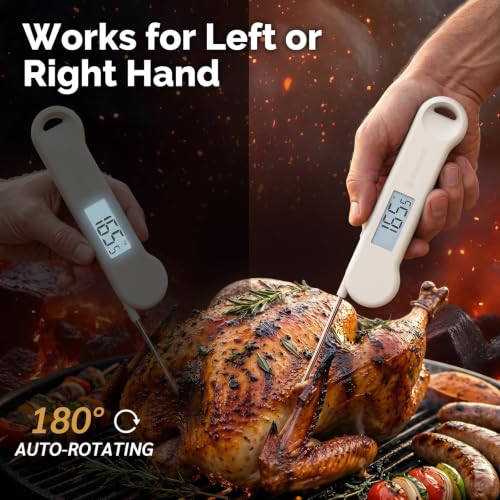 0.5 Sec Instant Read Grill Meat Thermometer Digital Food Cooking BBQ, White - color: White