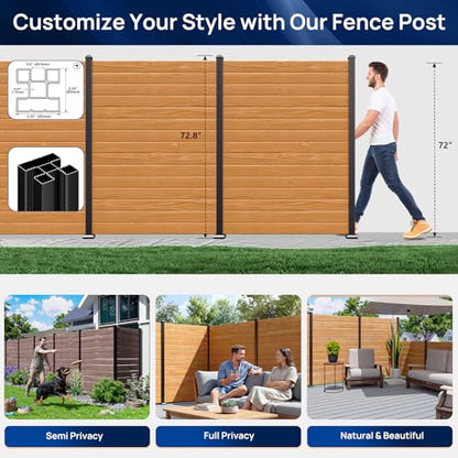 2 Pack 6FT 3-Way Aluminum Fence Post, 1.8mm Thick Walls & 10mm Base - color: 2 Pack Black Fence Post, size: 6 Feet