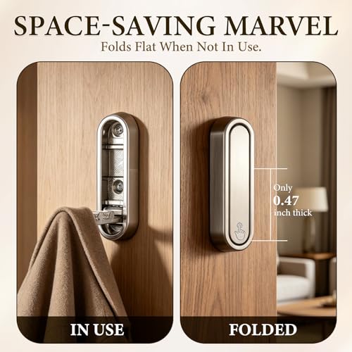 Foldable Wall Hooks, 2 Pack Silver Heavy Duty Coat Hooks, Screw Mounted - color: Silver, size: 2 Pack