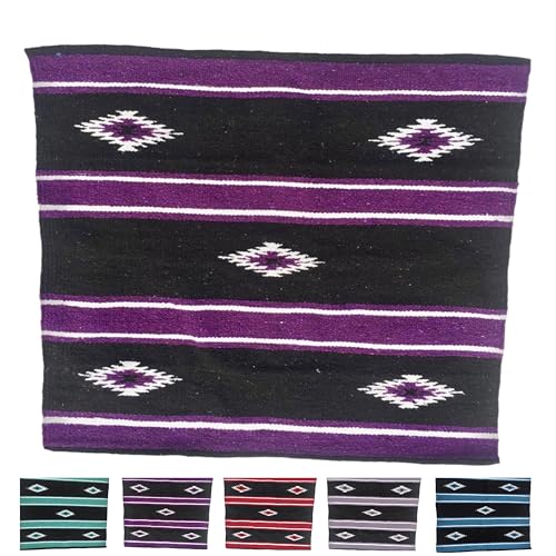 Majestic Ally 36"x 34" Navajo Design Acrylic Saddle Blanket -2.4 lbs (Purple and Black) - color: Purple and Black