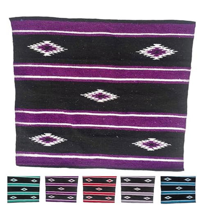 Majestic Ally 36"x 34" Navajo Design Acrylic Saddle Blanket -2.4 lbs (Purple and Black) - color: Purple and Black