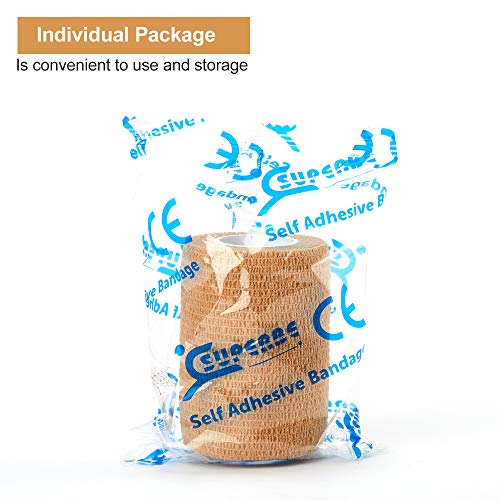 Self Adhesive Bandage Tape (3 Inches X 5 Yards), Elastic Cohesive Bandage | 8 Pack Medical Wrap for First Aid, Sports, Wrist & Ankle - size: 3 Inch