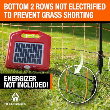 Pet & Livestock HQ Electric Fence Poultry Netting 41" x 164' - Portable Pre-Assembled Electric Net Fencing for Goats, Sheep, Lambs in Farms, Ranches, and Gardens (19 Posts, 2 Spikes) - size: 41" x 164'