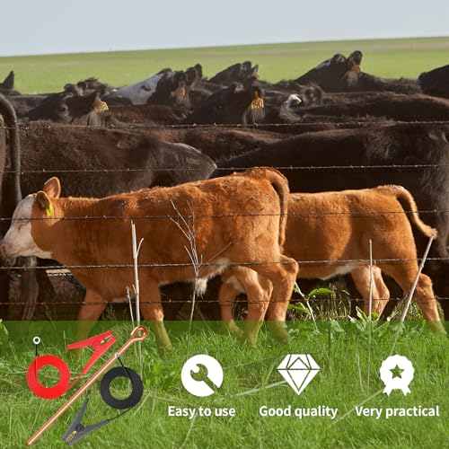 3Ft Electric Fence Wire, Solar Fence Charger Electric Fence Kit Connect Electric Fence Jumper Leads Cable with Crocodile Clip for Electric Fence Connectors Solar Electric Fence
